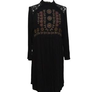 Xhilaration Girls Embroidered Dress Size XL Embroidery Lace Boho Long Sleeve